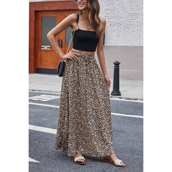 Women's Flowy Pleated Maxi Skirt High Waist Summer Beach Skirt 2XL - Picture 2 of 6